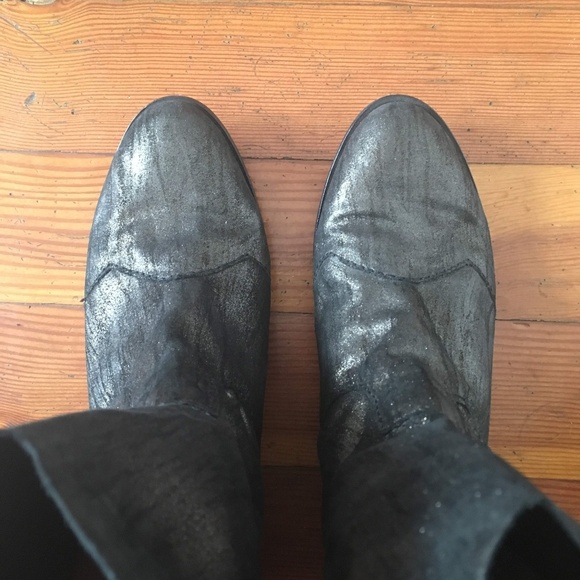 Cynthia Vincent Metallic Leather Slouchy Cowboy Western Boots 8.5 - Picture 4 of 7